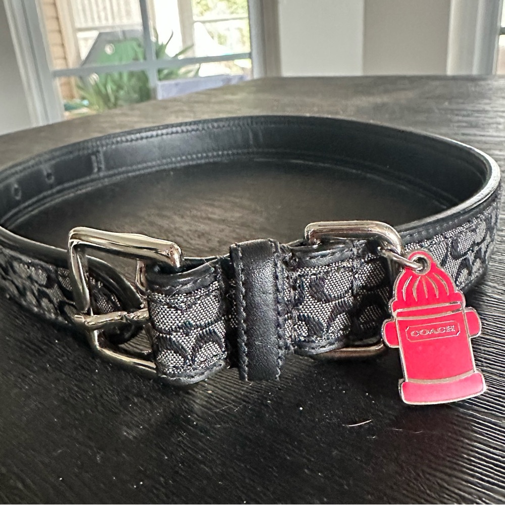 NEW! Coach Black Monogram Dog Collar with Silver Buckle